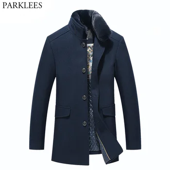 Mens Overcoat 2017 Winter Long Wool Trench Coat Men Slim Fit Casual Jackets Coats Removable Fur Collar Men Trench Coat Peacoat
Mens Overcoat 2017 Winter Long Wool Trench Coat Men Slim Fit Casual Jackets Coats Removable Fur Collar Men Trench Coat Peacoat