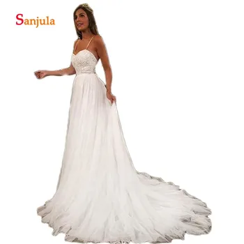 White/Ivory Tulle A-Line Summer Beach Wedding Dresses Backless Spaghetti Straps Wedding Gowns Beaded Top matrimonio D1089
White/Ivory Tulle A-Line Summer Beach Wedding Dresses Backless Spaghetti Straps Wedding Gowns Beaded Top matrimonio D1089