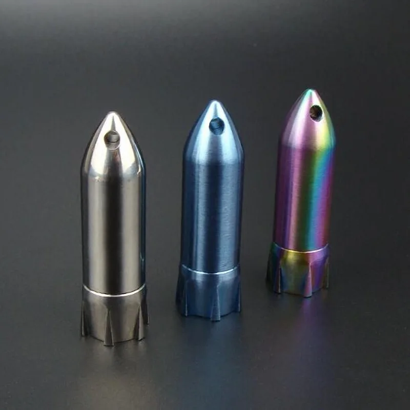 Titanium Waterproof Capsule Pill Storage Pendant Small pill box Rockets Shape Titanium Shaped parts For Outdoor
Titanium Waterproof Capsule Pill Storage Pendant Small pill box Rockets Shape Titanium Shaped parts For Outdoor