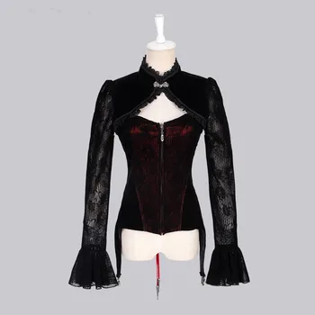 Sexy Gothic Flocking Black Long Lace Ladies Coats Spring And Autumn Fashion Blouse Neckline Loophole Printing Zipper Blouse
Sexy Gothic Flocking Black Long Lace Ladies Coats Spring And Autumn Fashion Blouse Neckline Loophole Printing Zipper Blouse