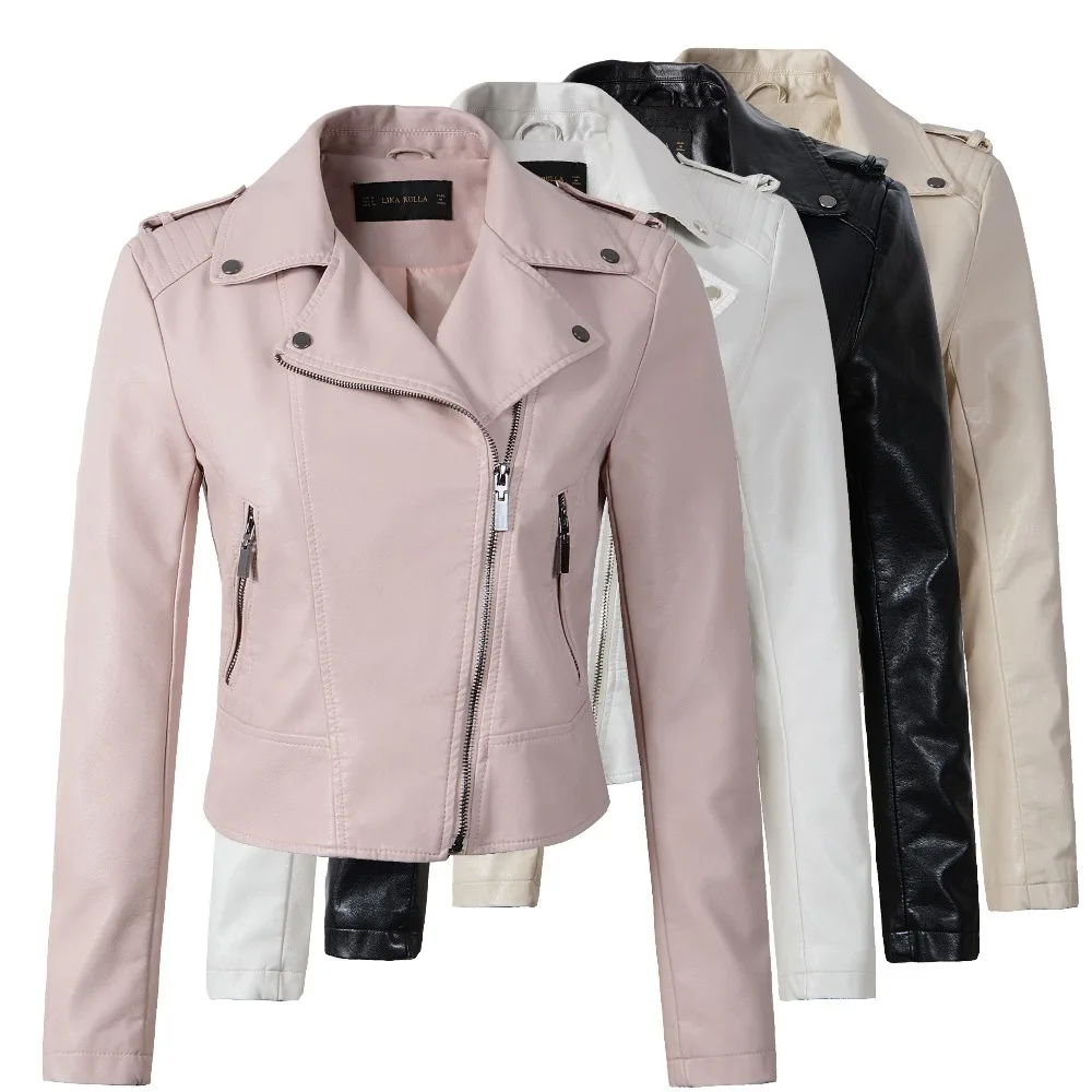 Image Brand Motorcycle PU Leather Jacket Women Winter And Autumn New Fashion Coat 2 Color Zipper Outerwear jacket heart print coat HOT