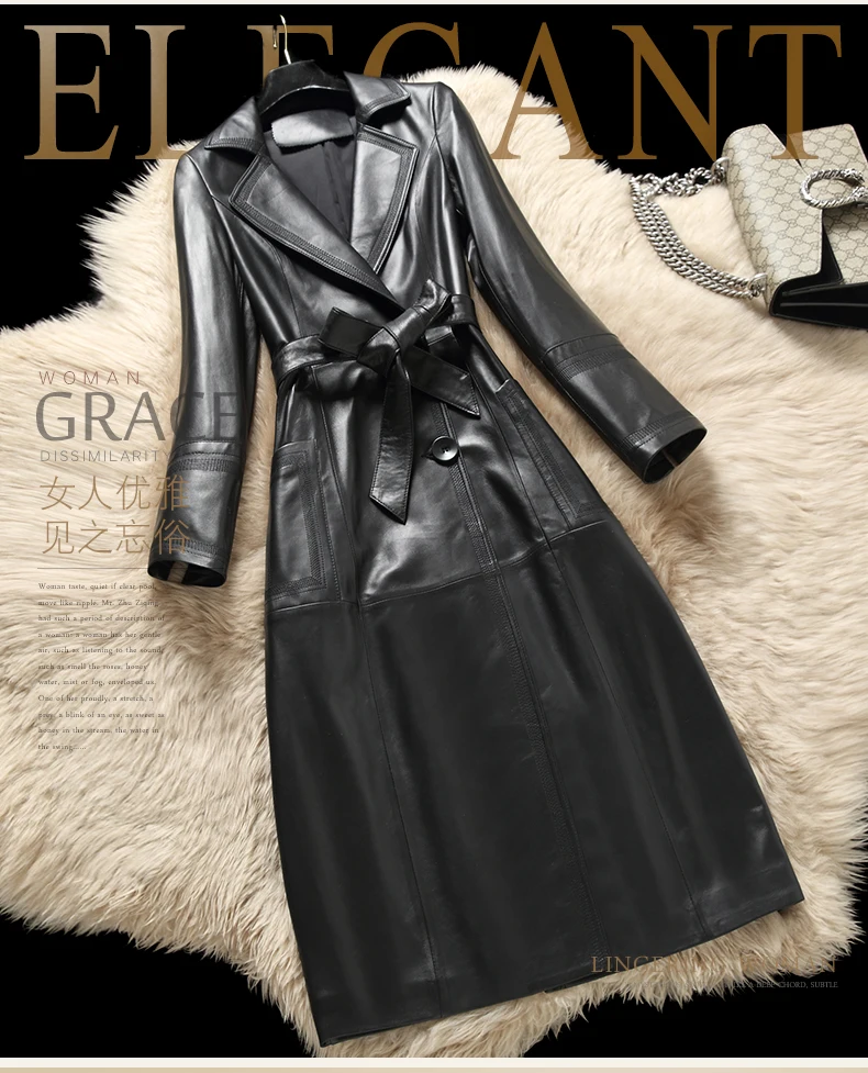 Leather leather jacket female Long slim overcoat England style Windbreaker 2019 new Sheepskin coat large size 3XL
Leather leather jacket female Long slim overcoat England style Windbreaker 2019 new Sheepskin coat large size 3XL
