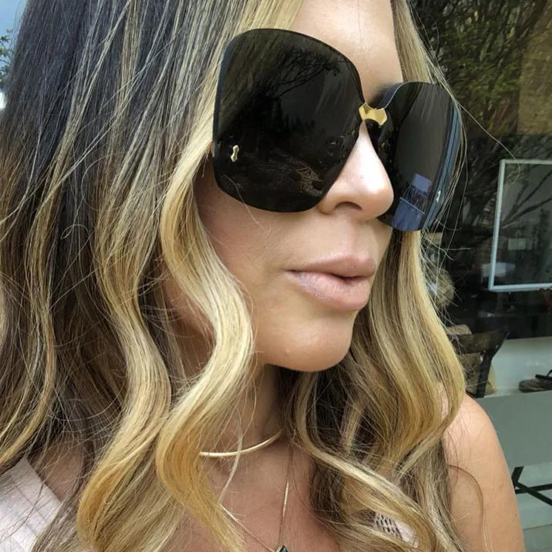 Big Oversized Rimless Sunglasses Women Gradient Lens UV400 Top Quality Brand Designer Black Vintage Trendy Fashion Sun Glasses
Big Oversized Rimless Sunglasses Women Gradient Lens UV400 Top Quality Brand Designer Black Vintage Trendy Fashion Sun Glasses