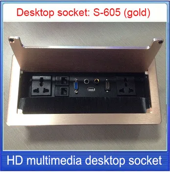 Brush clamshell multifunction desktop socket/VGA /USB / HDMI /Microphone 3.5 AUDIO / Hidden desktop socket brushed Golden-605
Brush clamshell multifunction desktop socket/VGA /USB / HDMI /Microphone 3.5 AUDIO / Hidden desktop socket brushed Golden-605