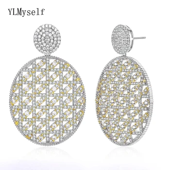 Charming Large round style earring brass jewelry white and gold 2 tone color big drop earrings for wedding party
Charming Large round style earring brass jewelry white and gold 2 tone color big drop earrings for wedding party