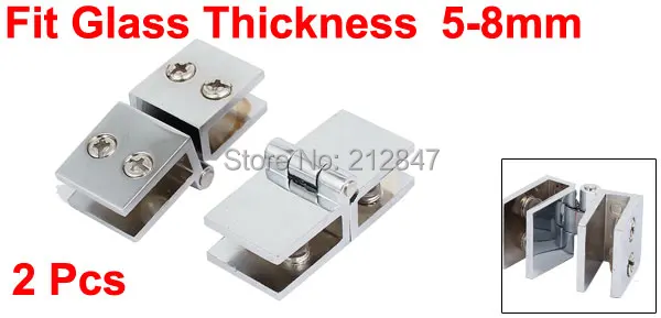 Zinc Alloy 180 Degree Glass to Glass Door Hinge Glass Clamp Clips Holders 2pcs