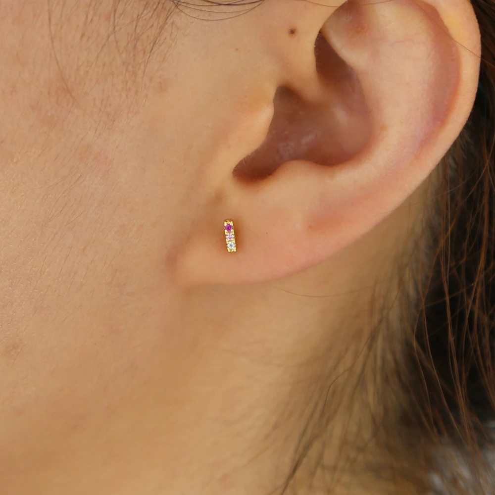 Minimal LATEST gold bar stud earring for women ladies with round red pink white CZ pave real 925 sterling silver earring jewelry
Minimal LATEST gold bar stud earring for women ladies with round red pink white CZ pave real 925 sterling silver earring jewelry
