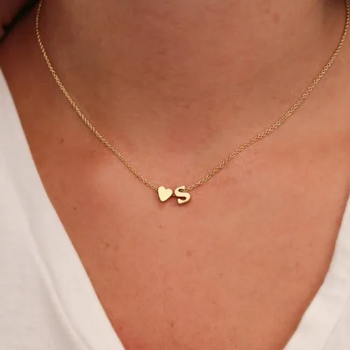 Фото 26 букв и сердце Имя золото цвет серебра талисман кулон ожерелье для женщин