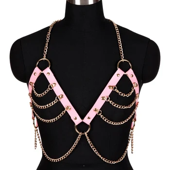 Chain Metal Leather Lingerie Pink Belt Punk Gothic Sexy Hollow Out Crop top Adjustable Dance Rave Women Body Harness Bra Straps
Chain Metal Leather Lingerie Pink Belt Punk Gothic Sexy Hollow Out Crop top Adjustable Dance Rave Women Body Harness Bra Straps