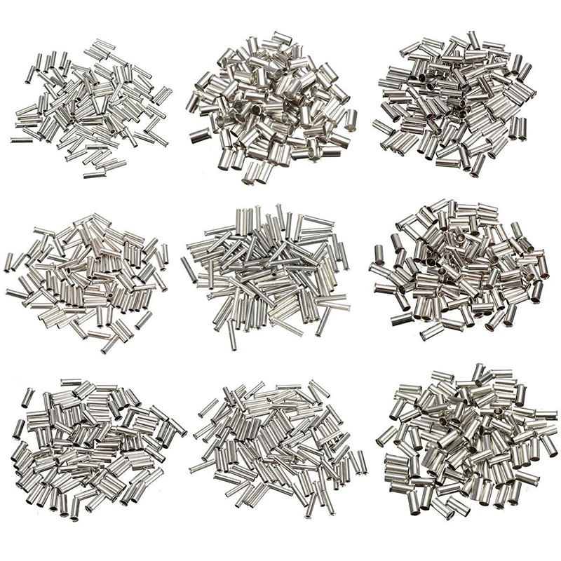 100pcs Wire Strip Copper Ferrules Kits Cable Housing End Non-Insulated Ferrule SetTin Plating 0.5mm-16mm2