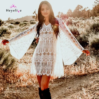 Sexy White Lace Dress Long Sleeves Women Bikini Cover-Up V Neck New Summer Dresses Short Tunic Loose Style Soft Lace Beach Dress
Sexy White Lace Dress Long Sleeves Women Bikini Cover-Up V Neck New Summer Dresses Short Tunic Loose Style Soft Lace Beach Dress