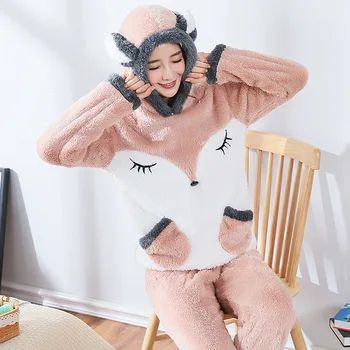 JINUO winter woman fox animals pattern pajamas sets warm polar fleece coral velvet female pyjamas cute cartoon sleepwear
JINUO winter woman fox animals pattern pajamas sets warm polar fleece coral velvet female pyjamas cute cartoon sleepwear