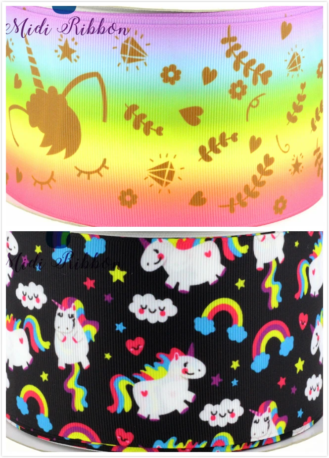 16mm-75mm Gradient Unicorn/Rainbow Printed Grosgrain/Foe Ribbon Handmade Christmas&Party Decoration Webbing diy hair bow 50y/lot
16mm-75mm Gradient Unicorn/Rainbow Printed Grosgrain/Foe Ribbon Handmade Christmas&Party Decoration Webbing diy hair bow 50y/lot