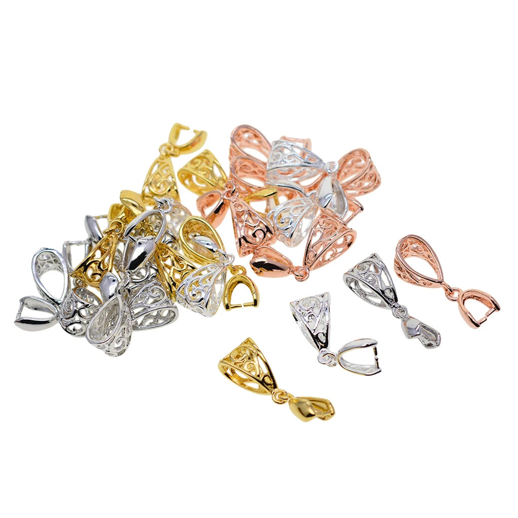 24x Brass Pendant Pinch Clip Clasp Bail Connector Findings Necklace DIY 24x Brass Pendant Pinch Clip Clasp Bail Connector Findings Necklace DIY