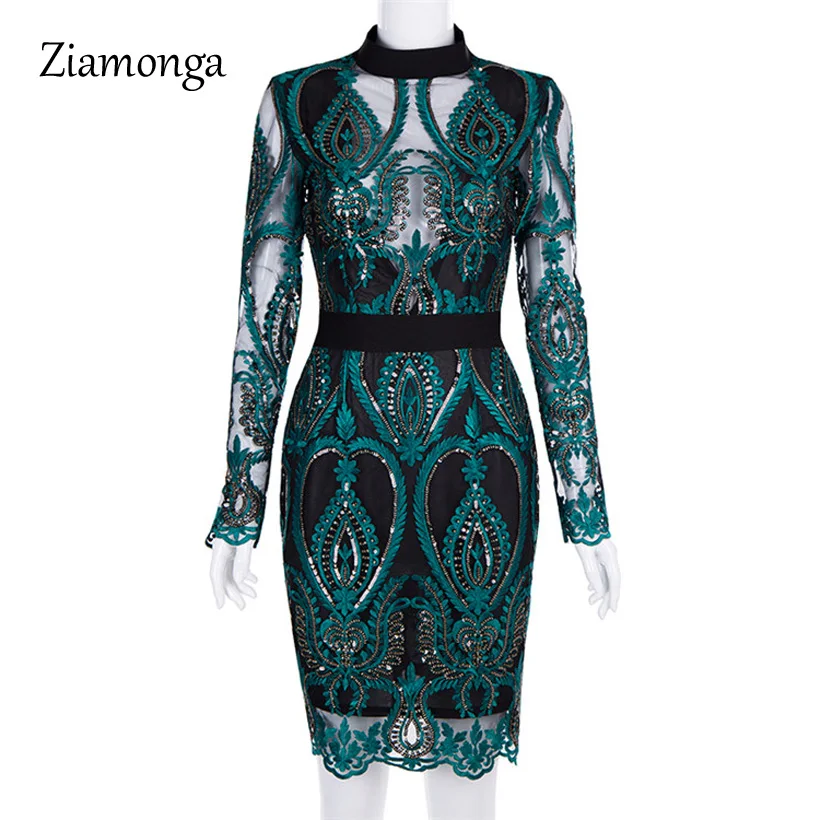 Ziamonga 2019 New Elegant Women Dress Long Sleeve High Neck Lace Mesh Patchwork Sequin Dress Sexy Evening party Dress Wholesale
Ziamonga 2019 New Elegant Women Dress Long Sleeve High Neck Lace Mesh Patchwork Sequin Dress Sexy Evening party Dress Wholesale