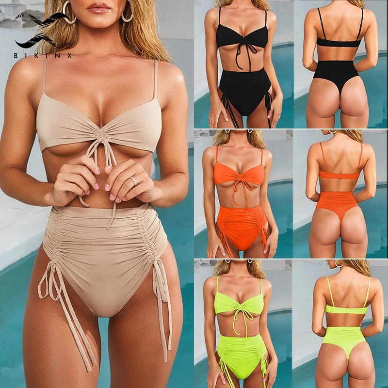 Bikinx String thong female swimsuit separate High waist bikini micro top Solid sexy swimwear women biquini neon bathing suit
Bikinx String thong female swimsuit separate High waist bikini micro top Solid sexy swimwear women biquini neon bathing suit