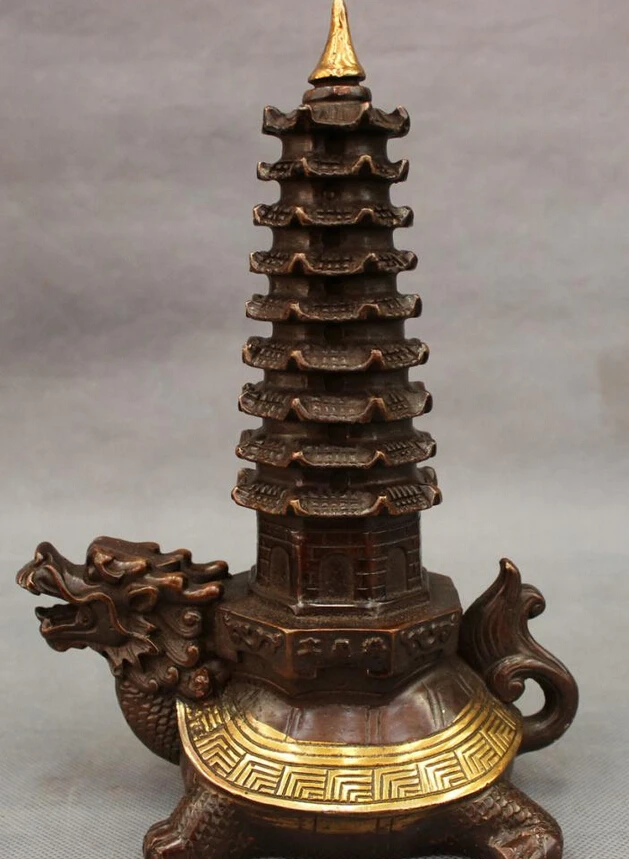 song voge gem S3866 9" Chinese Bronze Gilt Pagoda Stupa Longevity Shou Dragon Turtle Tortoise Statue
song voge gem S3866 9" Chinese Bronze Gilt Pagoda Stupa Longevity Shou Dragon Turtle Tortoise Statue