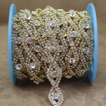 10yards Silver Gold Metal Czech Clear crystal rhinestone cup chain Shinning Costume Applique Trims For DIY wedding accessories
10yards Silver Gold Metal Czech Clear crystal rhinestone cup chain Shinning Costume Applique Trims For DIY wedding accessories