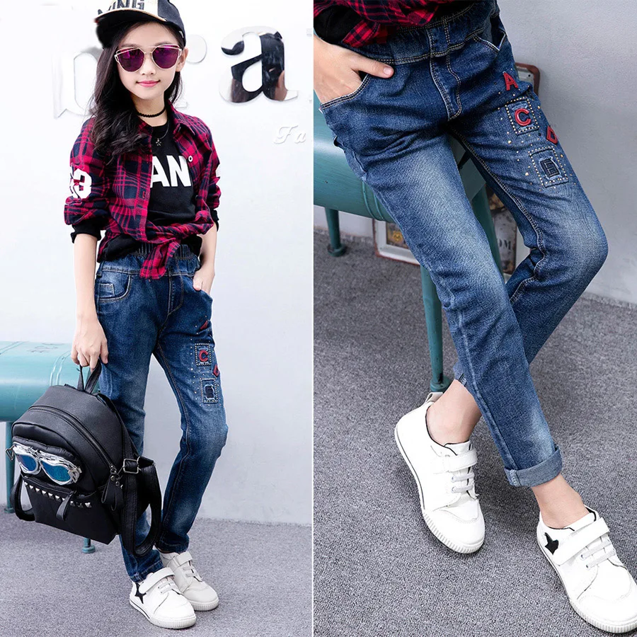 Casual Pencil Pants denim Trousers kids Girls Jeans for 4 6 8 9 10 12 Year Children letter Elastic Waist Cowboy Clothing
Casual Pencil Pants denim Trousers kids Girls Jeans for 4 6 8 9 10 12 Year Children letter Elastic Waist Cowboy Clothing