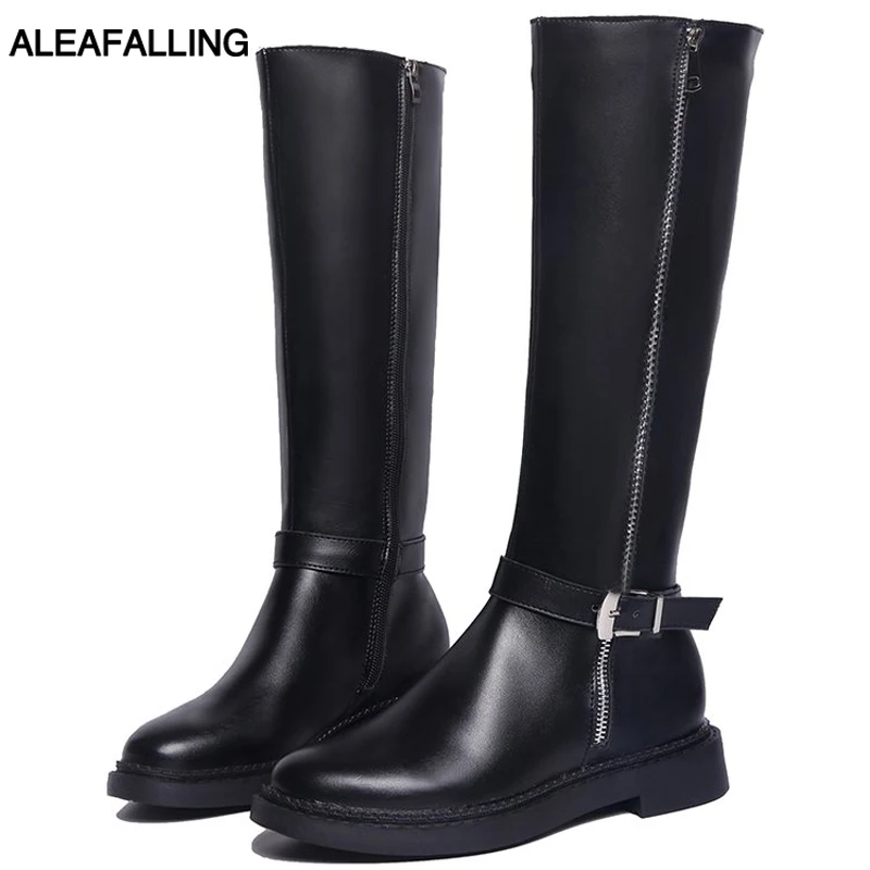Aleafalling Women's Mid-calf Low Heel Boots Zip High Quality Leather Girl's Boots Platform Buckle Autum Winter Girl Boots WBT352
Aleafalling Women's Mid-calf Low Heel Boots Zip High Quality Leather Girl's Boots Platform Buckle Autum Winter Girl Boots WBT352