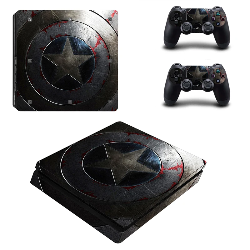 Для sony Playstation 4 тонкий PS4 тонкая кожа Стикеры консоли и 2 контроллер защитный шкуры