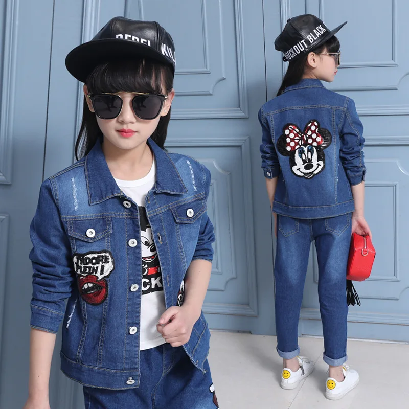 2018 Spring Autumn Girls Clothes Set Costume Sport Suit Children Slothing Sets Cartoon Long Fashion Girls Jeans Set Jacket Pants
2018 Spring Autumn Girls Clothes Set Costume Sport Suit Children Slothing Sets Cartoon Long Fashion Girls Jeans Set Jacket Pants