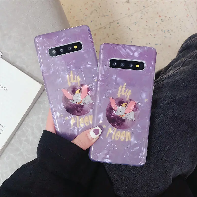 

Cute Moon Dumbo Conch Shell Case For Samsung S10 Plus S9 Case For Samsung Galaxy S8 S9 Plus NOTE 8 NOTE 9 Back Cover Soft TPU