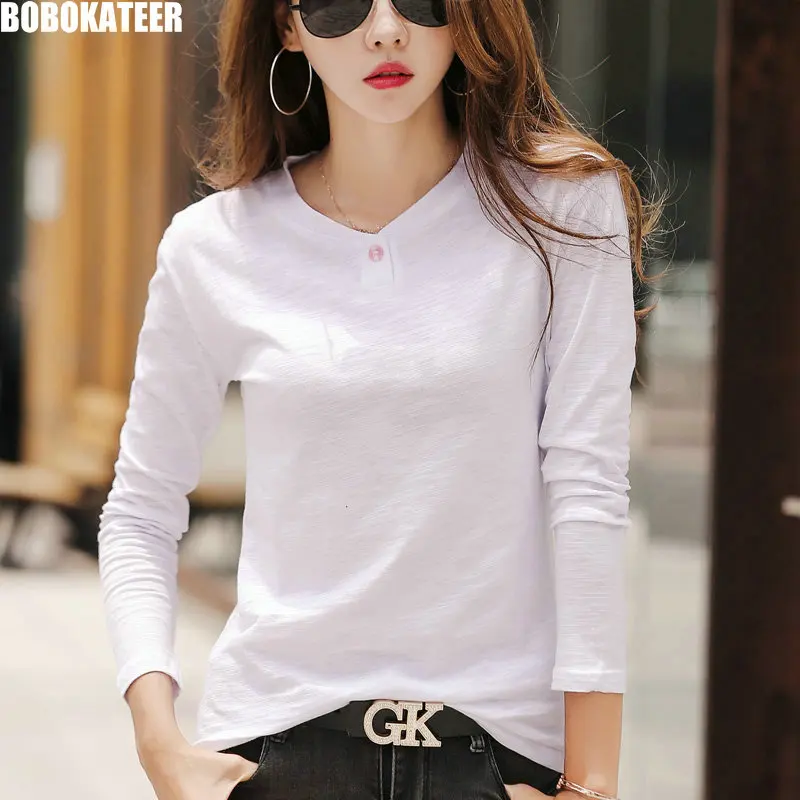 BOBOKATEER Cotton White T shirt Women Clothes Plus Size Vintage Long Sleeve Female T-shirt Tops Black Tee Shirt Femme Fall 2019
BOBOKATEER Cotton White T shirt Women Clothes Plus Size Vintage Long Sleeve Female T-shirt Tops Black Tee Shirt Femme Fall 2019
