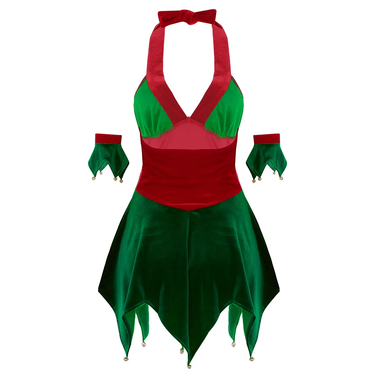 Cosplay&ware Tiaobug Women Soft Velvet Halter Christmas Elf Costume Fancy Dress Arm Cuffs Set Female Cosplay Party Up 15 Cosplay&ware Tiaobug Women Soft Velvet Halter Christmas Elf Costume Fancy Dress Arm Cuffs Set Female Cosplay Party Up -Cosplayware Store