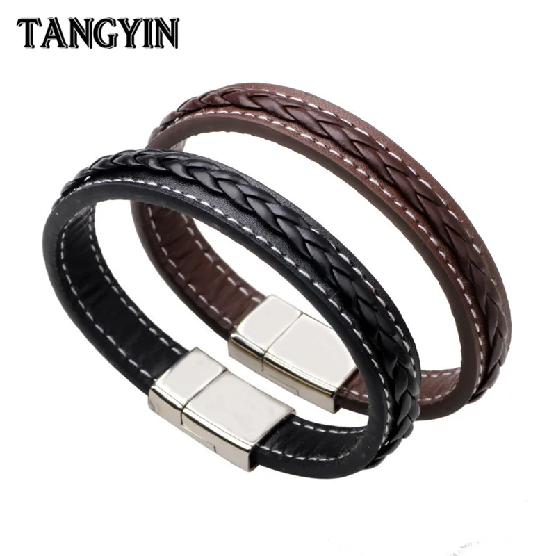 Trend Men Genuine Leather Bracelet Silver Stainless Steel Buckle Black Brown Woven Leather Punk Style Bracelet Homme Men Jewelry
Trend Men Genuine Leather Bracelet Silver Stainless Steel Buckle Black Brown Woven Leather Punk Style Bracelet Homme Men Jewelry