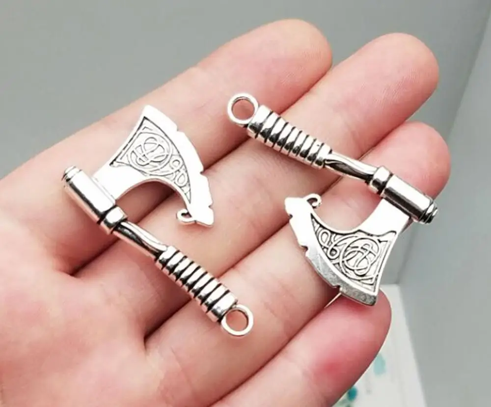 6pcs/Lot--45x24mm,Antique Silver Plated Retro Vikings War Axe Charms DIY Keychain Supplies Jewelry Making Finding Accessories
6pcs/Lot--45x24mm,Antique Silver Plated Retro Vikings War Axe Charms DIY Keychain Supplies Jewelry Making Finding Accessories