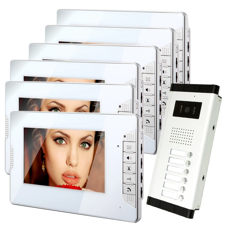 FREE SHIPPING Brand Apartment Entry System 6 Monitor Wired 7" Color LCD TFT Video Door Phone Intercom System For 6 House
FREE SHIPPING Brand Apartment Entry System 6 Monitor Wired 7" Color LCD TFT Video Door Phone Intercom System For 6 House