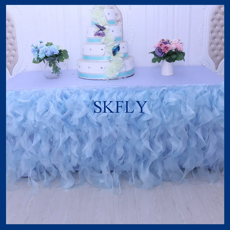 CL010R wedding elegant 6ft rectangle 30'' wide, 72'' long, 30'' drop, light blue organza curly willow table cloth with top
CL010R wedding elegant 6ft rectangle 30'' wide, 72'' long, 30'' drop, light blue organza curly willow table cloth with top