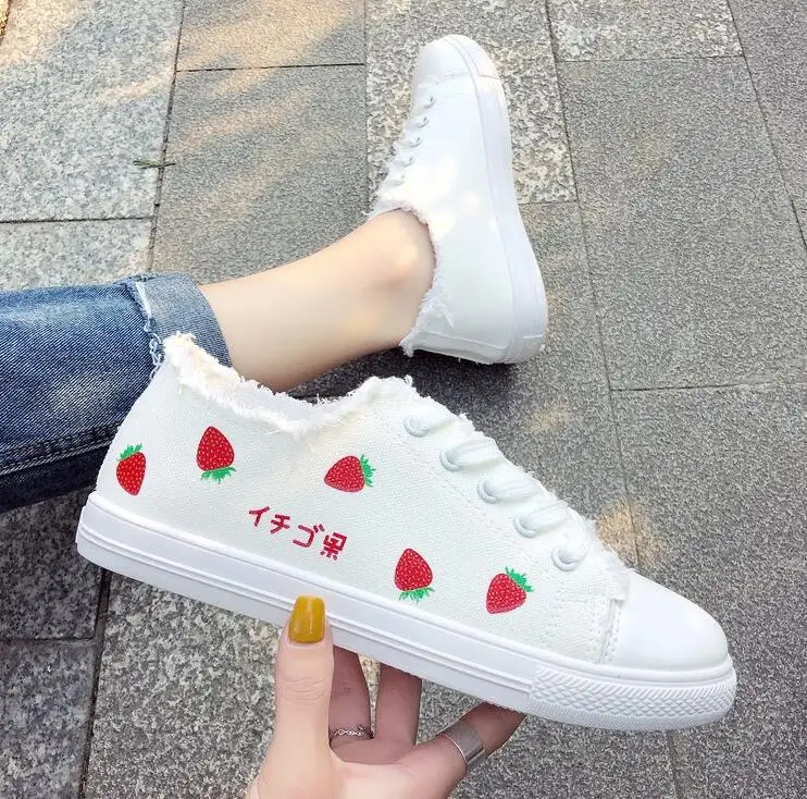 2019 Spring Autumn New Women Fashion Lace-up Canvas Strawberry Casual Sneakers Comfortable Breathable Flat Vulcanize Shoes T65
2019 Spring Autumn New Women Fashion Lace-up Canvas Strawberry Casual Sneakers Comfortable Breathable Flat Vulcanize Shoes T65