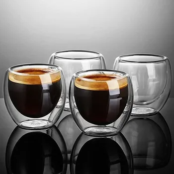 

New 1/6/8Pcs Double Wall shot Glass double Wall Espresso Coffee Cup 80ml /250ML/350ML/450ML