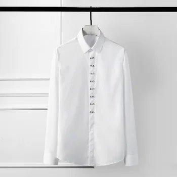 New Arrival Mens Shirts Luxury Double Metal Rivet Long Sleeve Mens Dress Shirts Plus Size 4xl Camisa Masculina Solid Man Shirts
New Arrival Mens Shirts Luxury Double Metal Rivet Long Sleeve Mens Dress Shirts Plus Size 4xl Camisa Masculina Solid Man Shirts