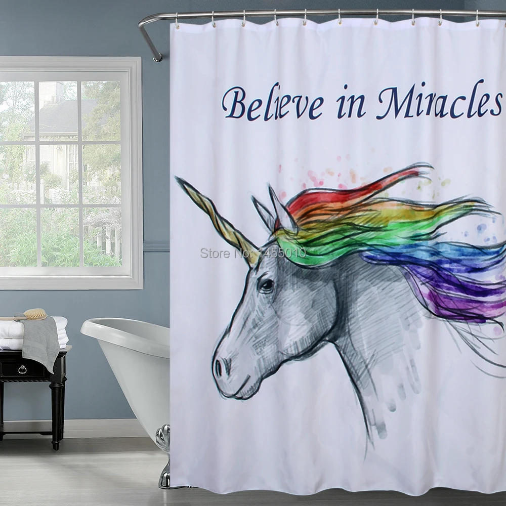 Happy Tree Polyester Unicorn Believe in Miracles Shower Curtains Thicken Fabric Bathroom Curtain Waterproof Bath Curtain.
Happy Tree Polyester Unicorn Believe in Miracles Shower Curtains Thicken Fabric Bathroom Curtain Waterproof Bath Curtain.