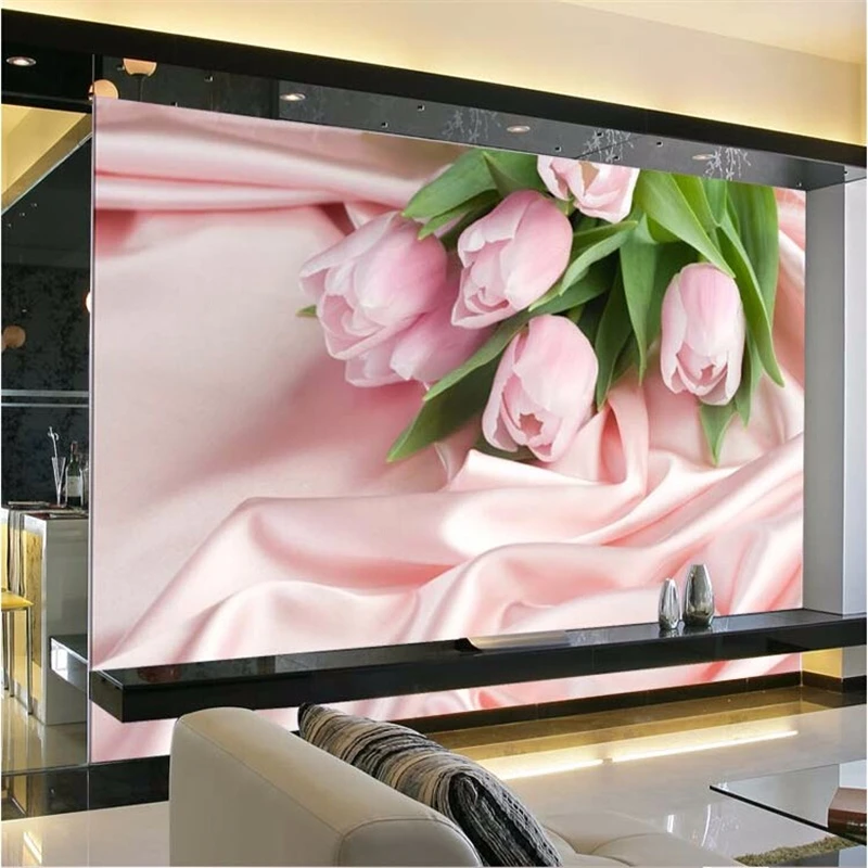 Фотообои для гостиной стереоскопический фон с розовой розой телевизора