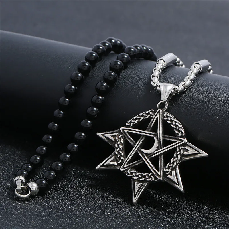 Pentagram Moon Necklace Stainless Steel Norse Viking Necklaces Protection Star Goddess Magic Supernatural Amulet Accessories
Pentagram Moon Necklace Stainless Steel Norse Viking Necklaces Protection Star Goddess Magic Supernatural Amulet Accessories