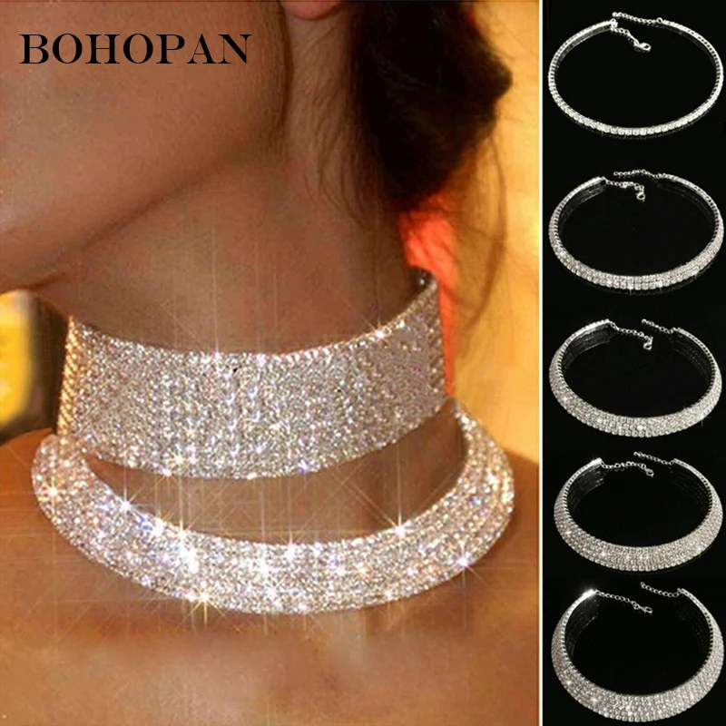Choker Necklace For Women Wedding Jewelry Crystal Rhinestone Necklaces Silver Chain Chokers Accessories Collier Femme Bijoux
Choker Necklace For Women Wedding Jewelry Crystal Rhinestone Necklaces Silver Chain Chokers Accessories Collier Femme Bijoux