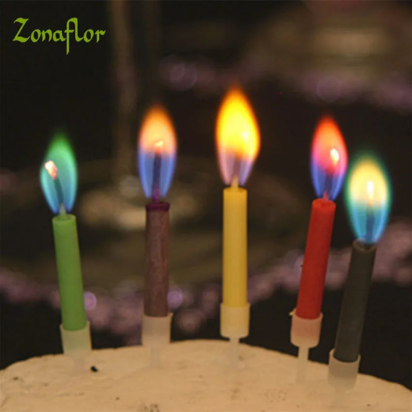 Image 2015 birthday party color candle magic colored flames candles wholesale decoration freeShipping 5packs (5pcs pack)