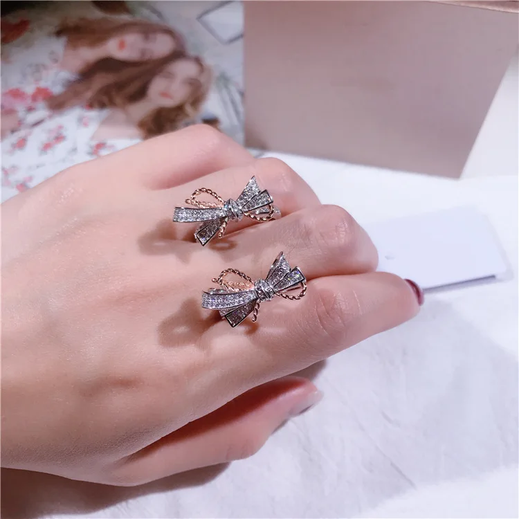 S925 sterling silver split bow opening ring micro set rhinestone temperament women's jewelry
S925 sterling silver split bow opening ring micro set rhinestone temperament women's jewelry