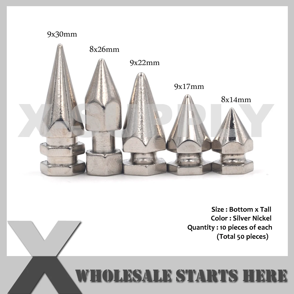 Punk Silver Screw Back Hexagon Spike Rivet Stud/Leather Bag,Shoe,Bracelet,Belt,Jewelry,Clothing(10pcs of each,Total 50pcs)
Punk Silver Screw Back Hexagon Spike Rivet Stud/Leather Bag,Shoe,Bracelet,Belt,Jewelry,Clothing(10pcs of each,Total 50pcs)