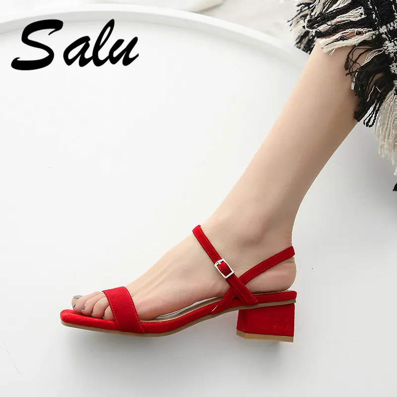 Salu 2019 Women Sandal Square Middle Heel Kid Suede Square Open-toed Buckle Hollow Slingback Elegant Concise Size 34-40
Salu 2019 Women Sandal Square Middle Heel Kid Suede Square Open-toed Buckle Hollow Slingback Elegant Concise Size 34-40