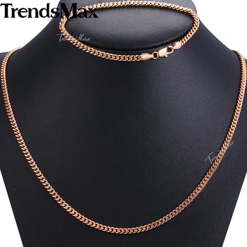 4mm Womens Girls 585 Rose Gold Bracelet Necklace Set Curb Cuban Link Chain Fashion Woman Jewelry Set 2018 Gifts For Women GS282
4mm Womens Girls 585 Rose Gold Bracelet Necklace Set Curb Cuban Link Chain Fashion Woman Jewelry Set 2018 Gifts For Women GS282