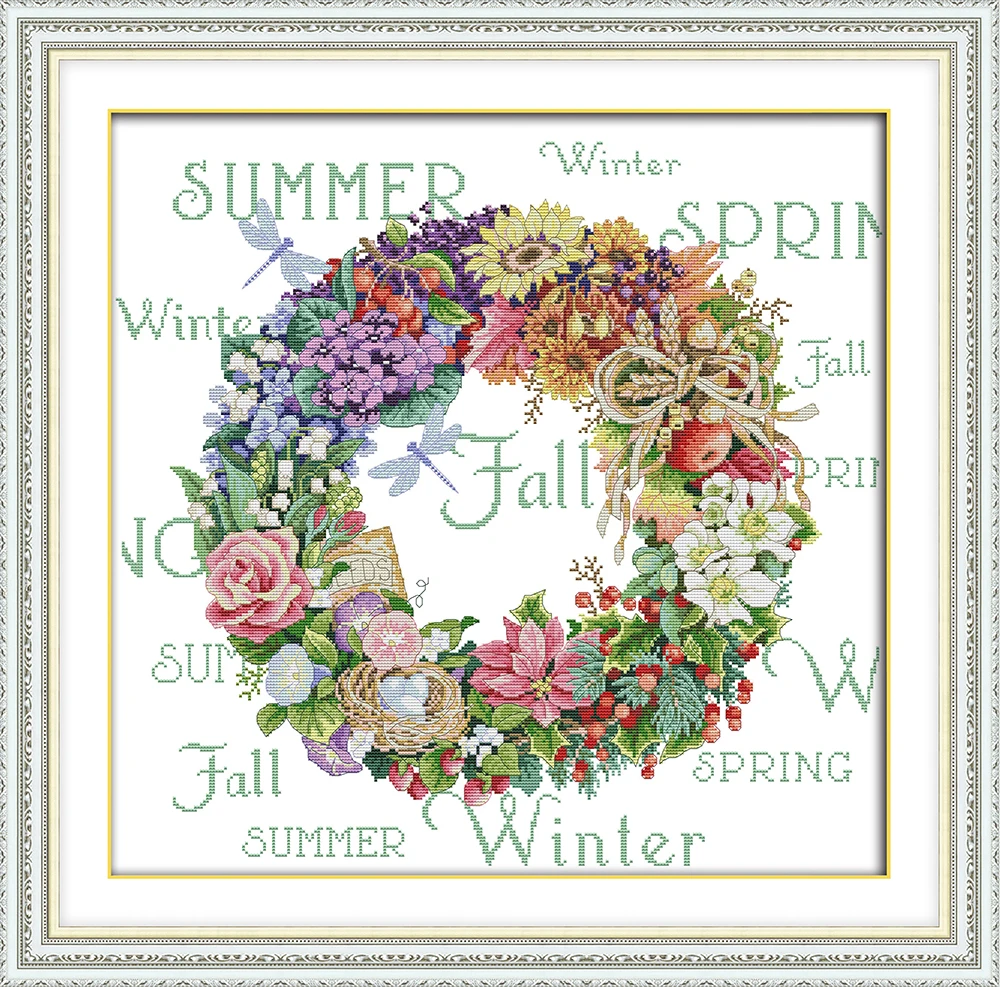 Wreath of All seasons (5) cross stitch kit 14ct 11ct print canvas hand sew cross-stitching embroidery DIY handmade needlework
Wreath of All seasons (5) cross stitch kit 14ct 11ct print canvas hand sew cross-stitching embroidery DIY handmade needlework
