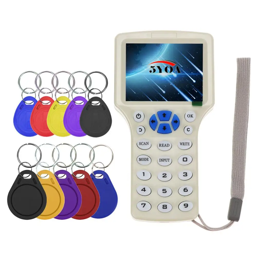 English 10 frequency RFID Copier ID IC Reader Writer copy M1 13.56MHZ encrypted Duplicator Programmer USB NFC UID Tag Key Card
English 10 frequency RFID Copier ID IC Reader Writer copy M1 13.56MHZ encrypted Duplicator Programmer USB NFC UID Tag Key Card