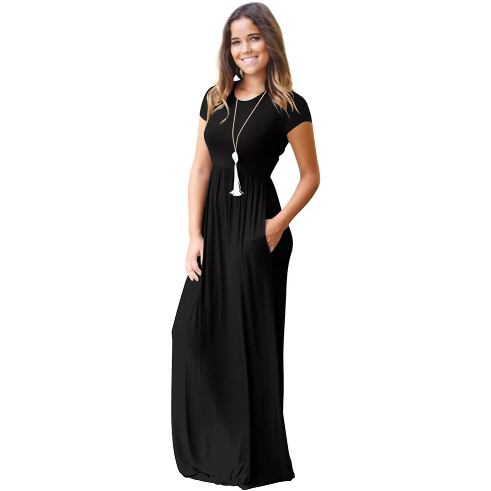 Anself 2019 Women Summer Maxi Long Dress Short Sleeve O Neck Solid Slim Pocket Dresses Spring Elegant Casual Party Dress Vestido
Anself 2019 Women Summer Maxi Long Dress Short Sleeve O Neck Solid Slim Pocket Dresses Spring Elegant Casual Party Dress Vestido