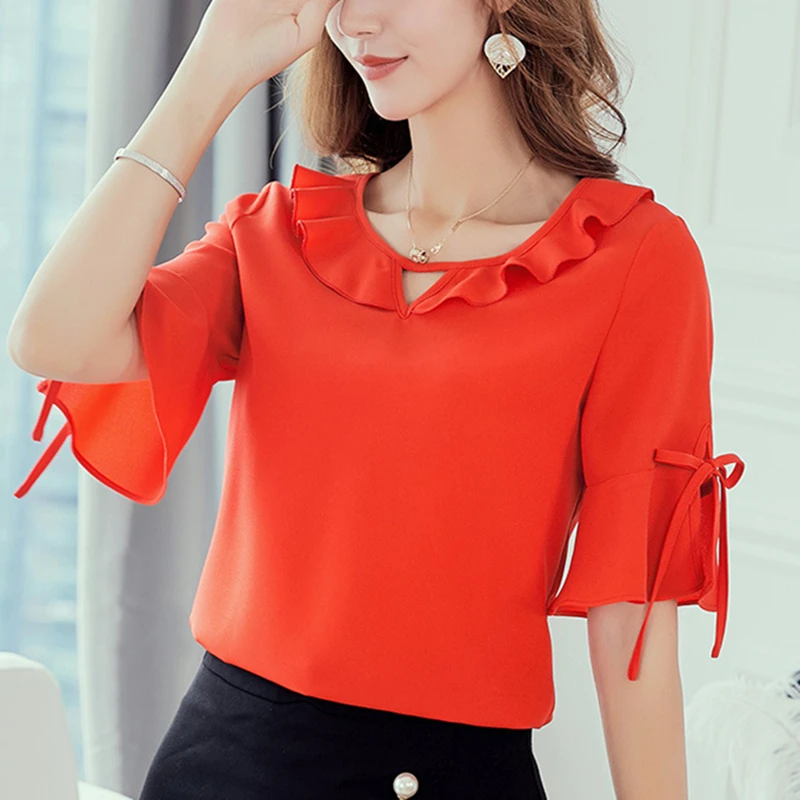 Womens Tops and Blouses Chiffon Women Blouses Flare Sleeve White Women Shirts Plus Size XXL Korean Fashion Clothing
Womens Tops and Blouses Chiffon Women Blouses Flare Sleeve White Women Shirts Plus Size XXL Korean Fashion Clothing