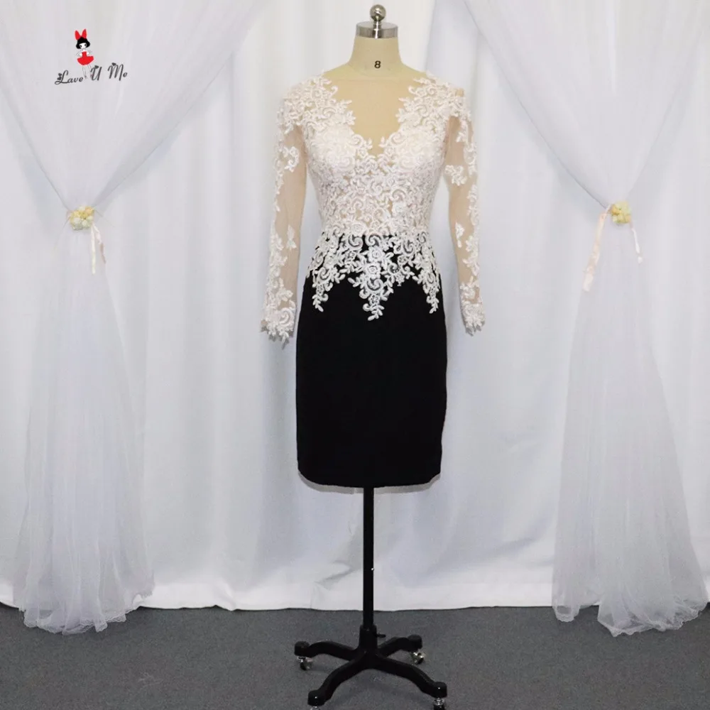 Black White Lace Short Evening Dress Long Sleeve Women Party Club See Through Knee Length Mother of the Bride Dresses Madrinha
Black White Lace Short Evening Dress Long Sleeve Women Party Club See Through Knee Length Mother of the Bride Dresses Madrinha